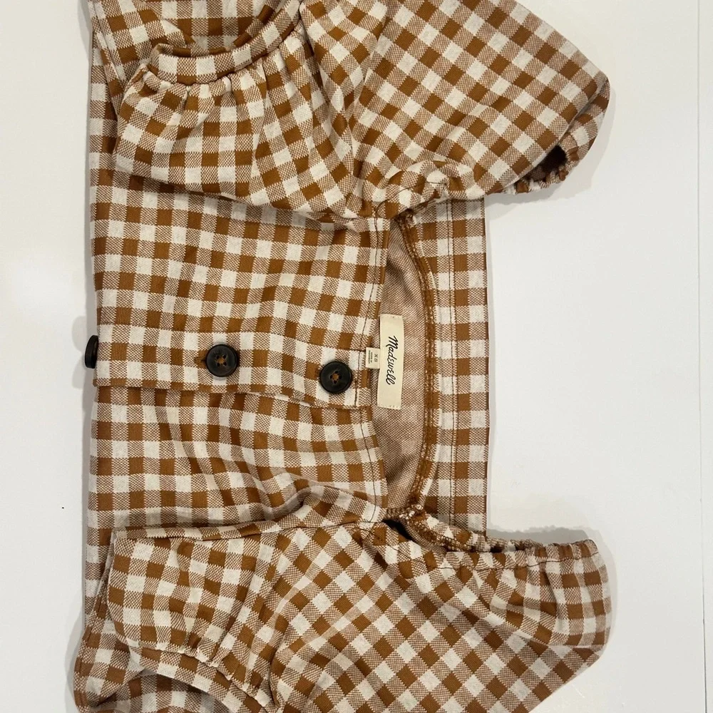 Madewell Gingham Puff Sleeve Button Front Top – XS - Picture 4 of 10